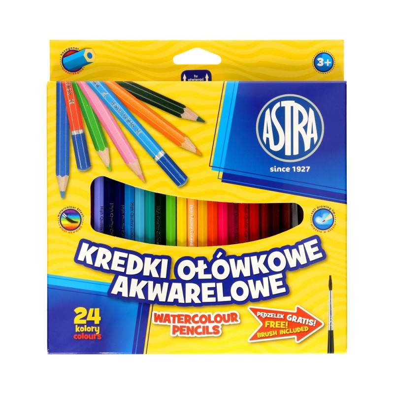 Kredki akwarelowe 24 kolory Astra  - 1492