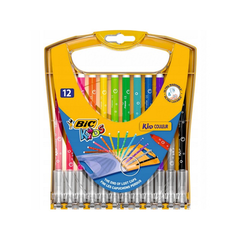 Flamastry pisaki mazaki BIC zmywalne 12 kolorów  - 1507