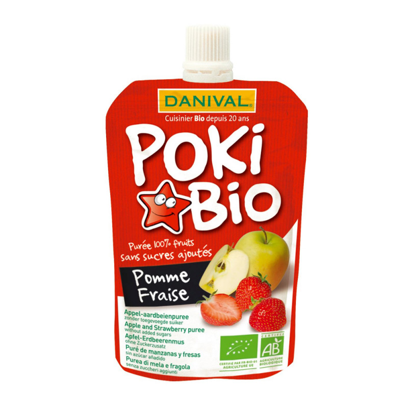 Poki Bio przecier jabłkowo truskawkowy 100% owoców bez dodatku  - 1756