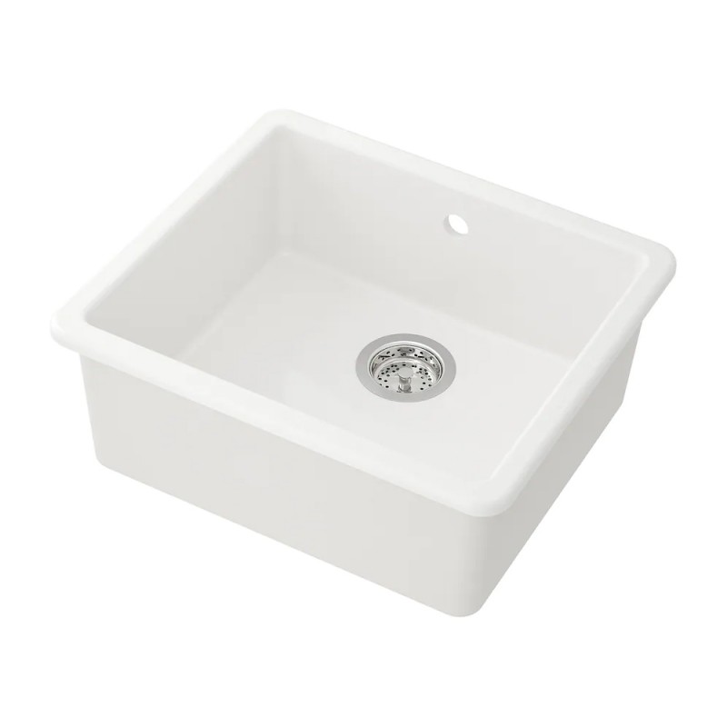 Zlew-wpuszczany, 1 komora, biały, 53 x 47-cm  - 876