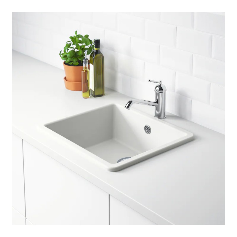 Zlew-wpuszczany, 1 komora, biały, 53 x 47-cm  - 877