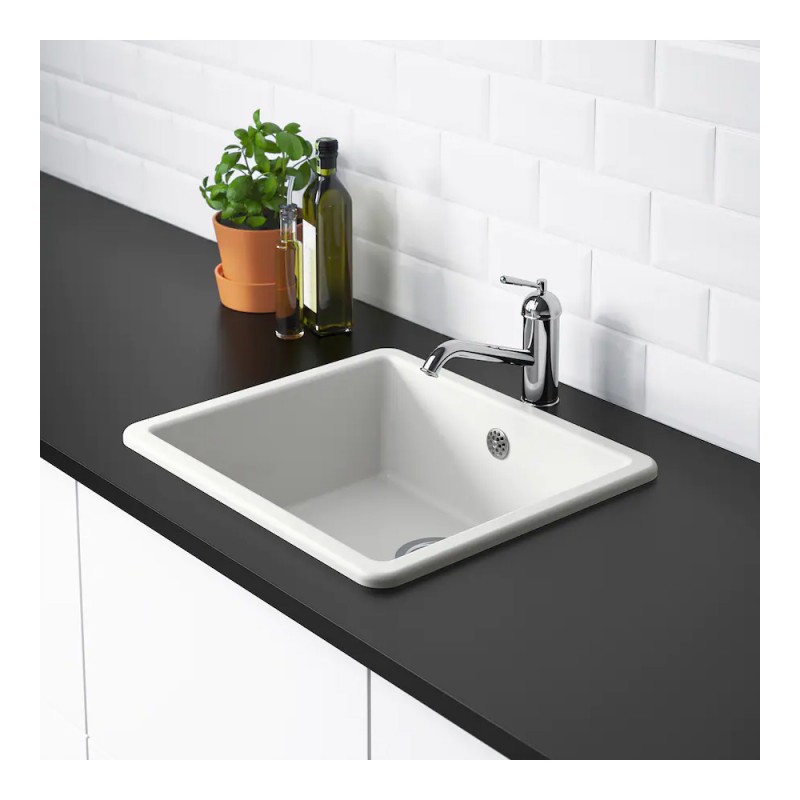 Zlew-wpuszczany, 1 komora, biały, 53 x 47-cm  - 878