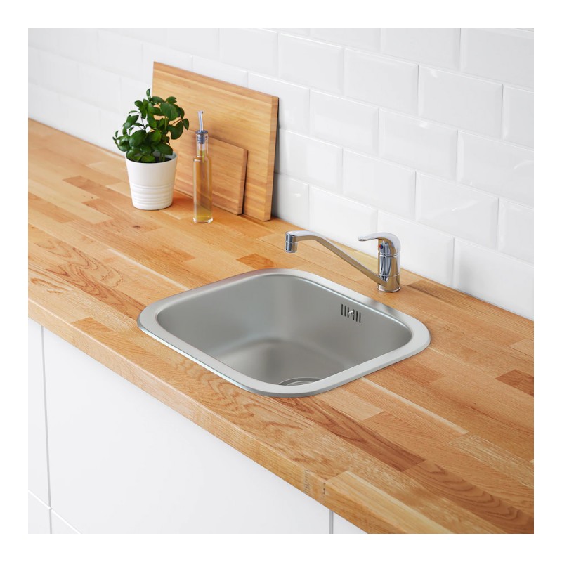 Zlew wpuszczany, 1-komorowy, stal nierdzewna, 46x40-cm  - 889