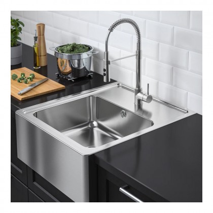 Zlew z widocznym frontem ze stali nierdzwnej, 60 x 69-cm