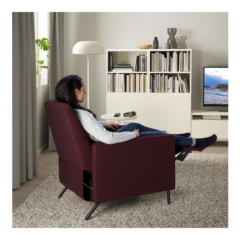 Rozkładany bordowy fotel do salonu lub sypialni  - 967